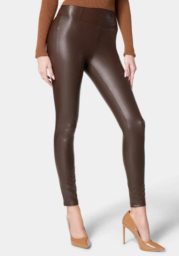 Brown Vegan Leather Legging