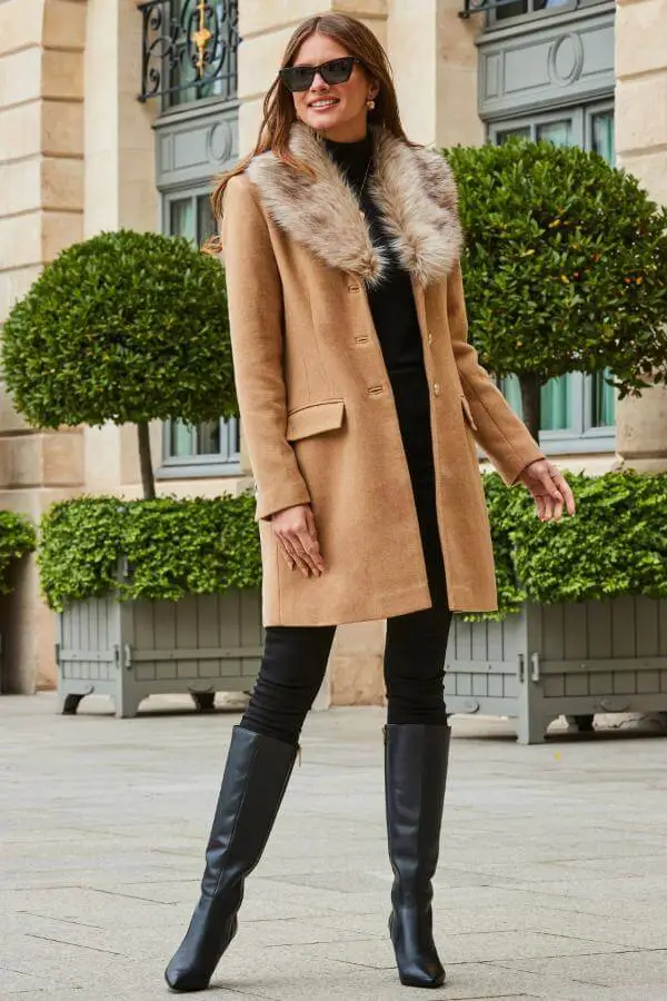 Faux Fur Collar Coat Outfit