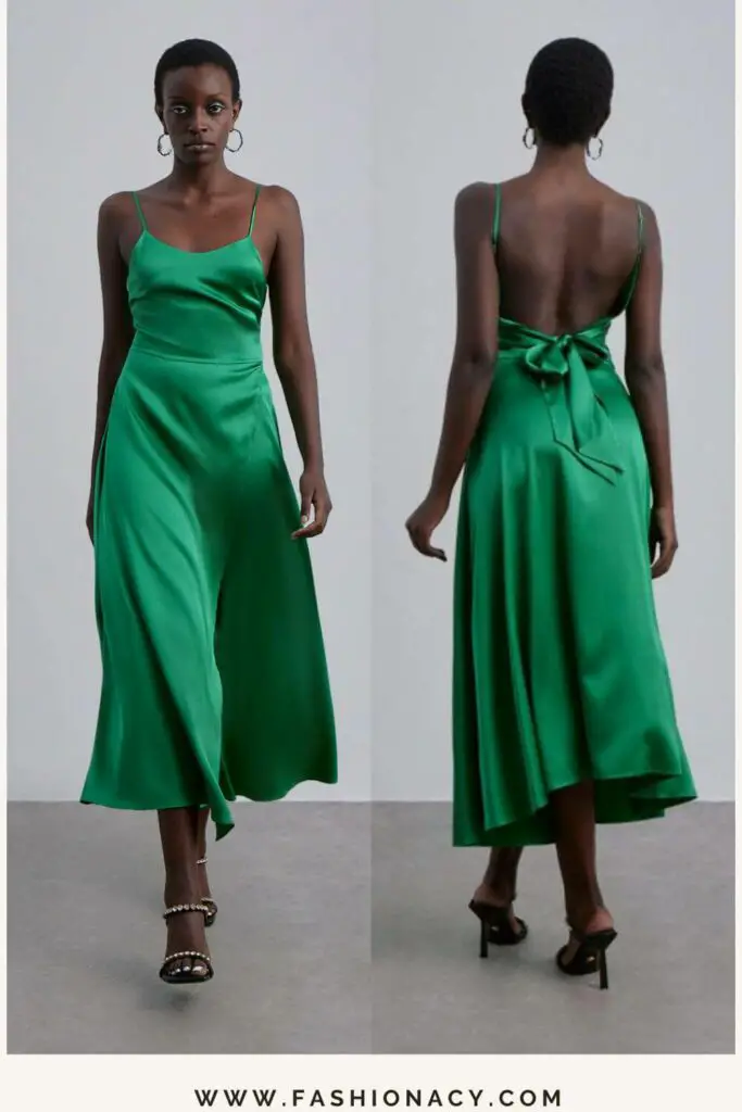 Green Backless Silk Dress