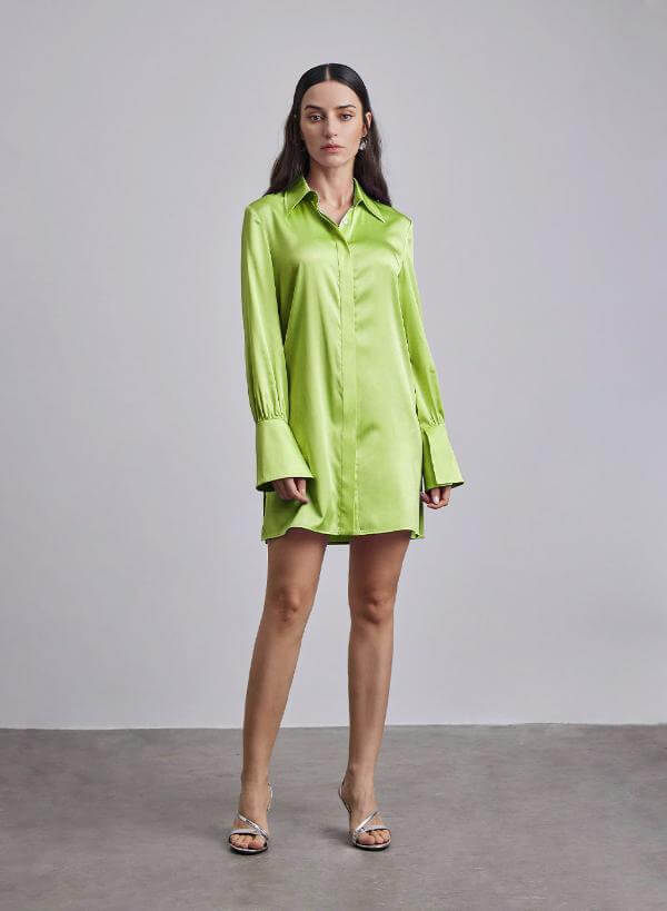 Green Silk Blouse Outfit Casual