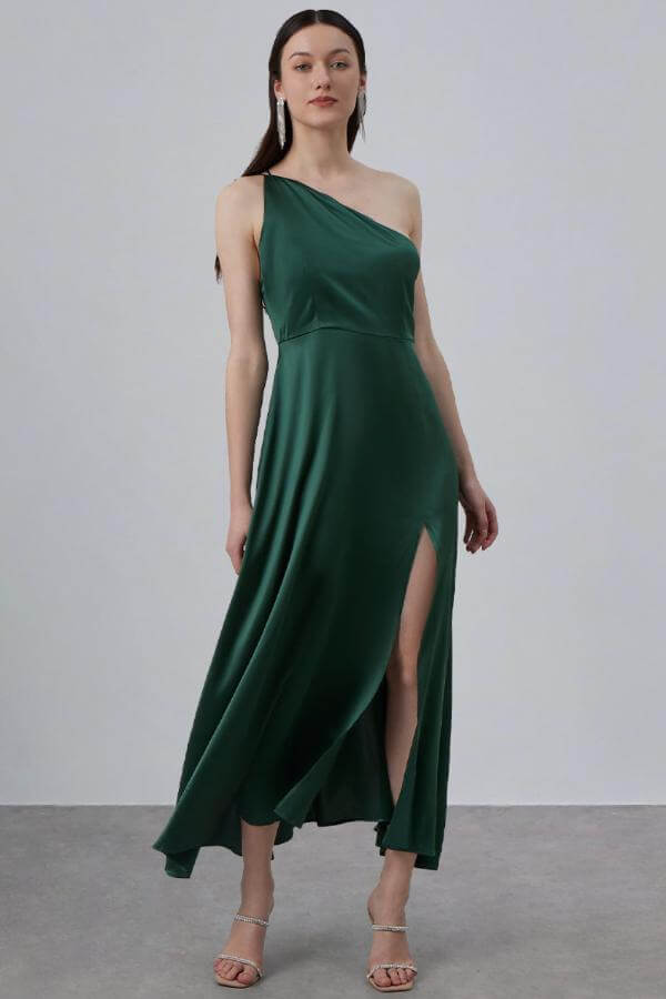 Long Silk Dress With Slit