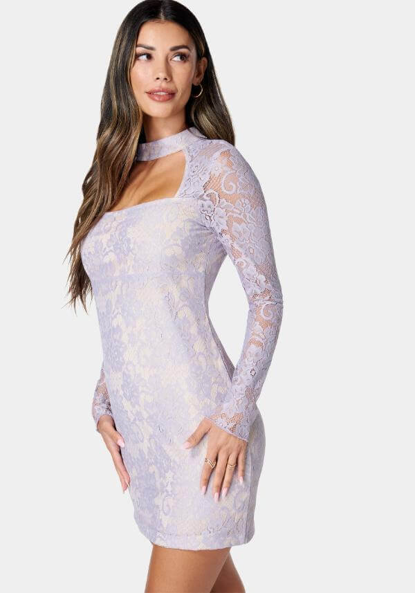 Long Sleeve Lace Short Dress