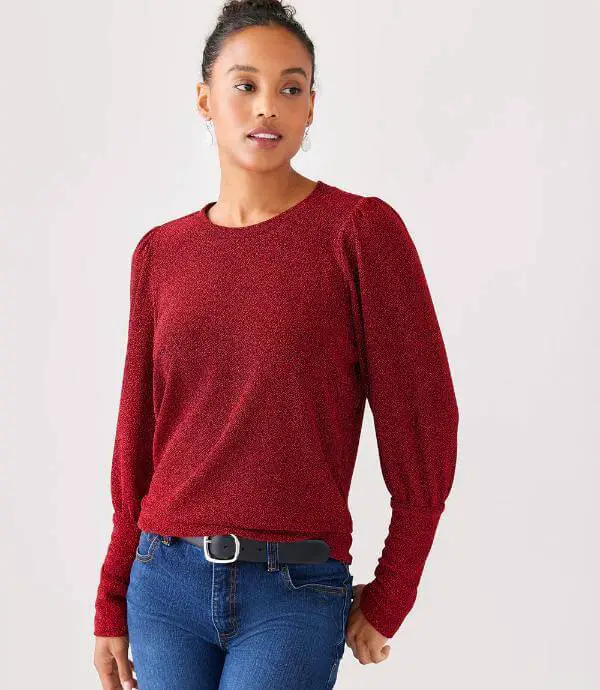 Red Bishop Sleeve Top Outfit