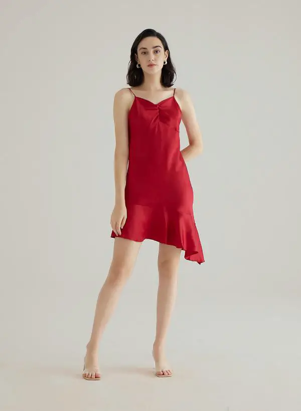 Red Slip Silk Dress