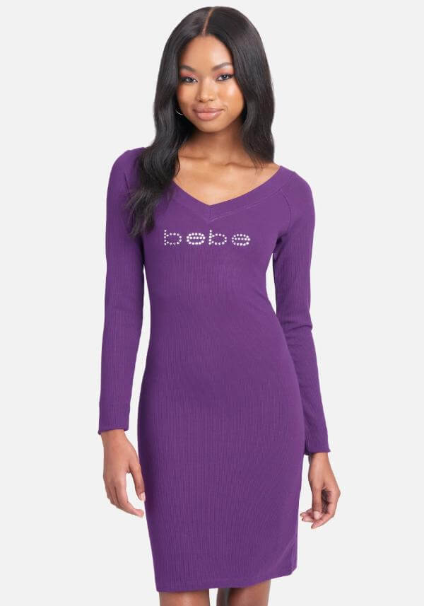 Short Purple Dress With Sleeves