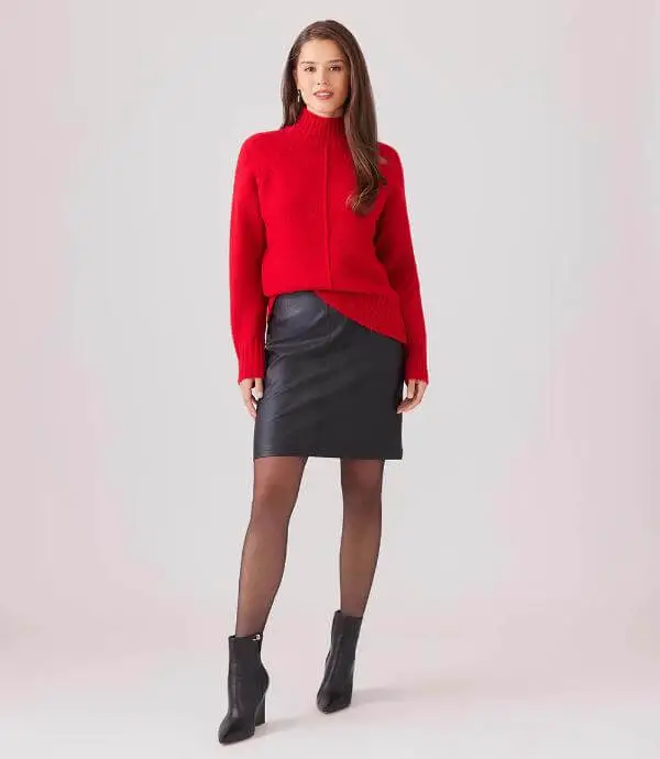 Turtleneck Sweater Outfit With Skirt