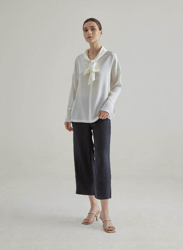 White Silk Blouse Outfit
