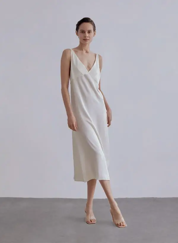 White Slip Silk Dress