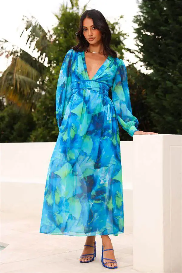 Blue Floral Maxi Dress