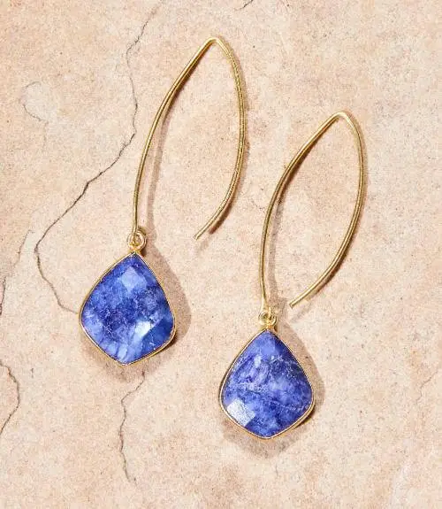 Blue Gemstone Dangle Earrings