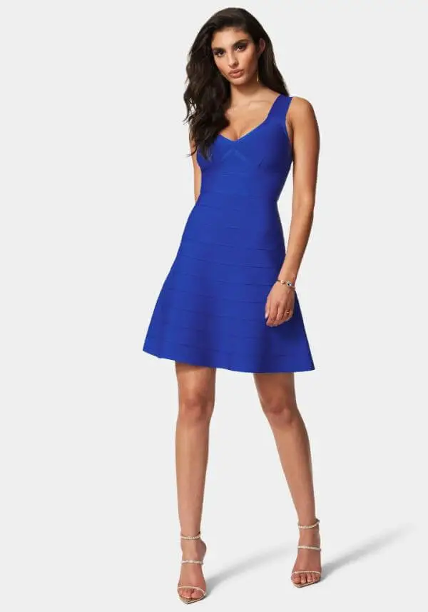 Blue Short Dress Casual