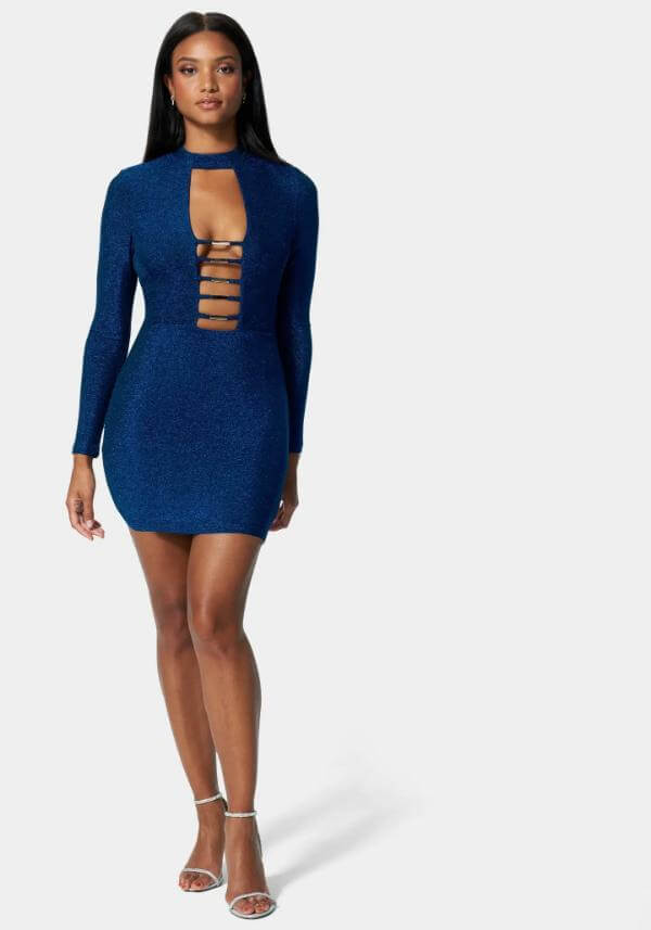 Blue Short Dress Long Sleeve