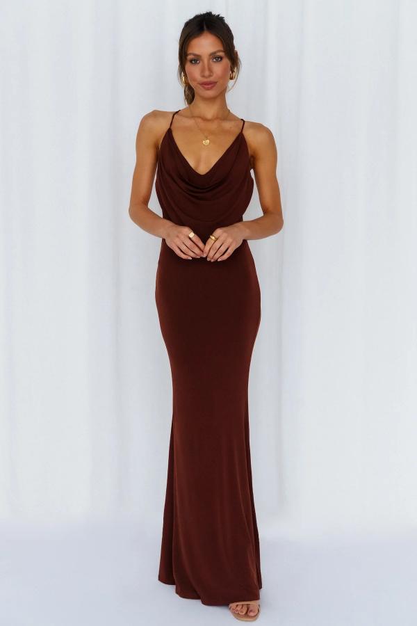 Brown Maxi Dress Formal