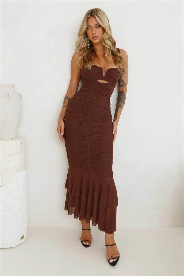 Brown Maxi Dress Outfit Summer