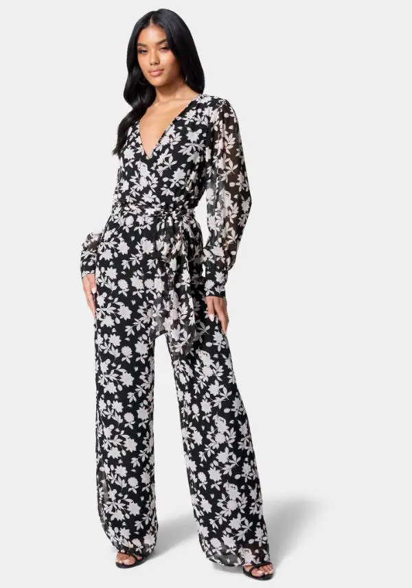 Floral Print Jumpsuit Long Sleeve