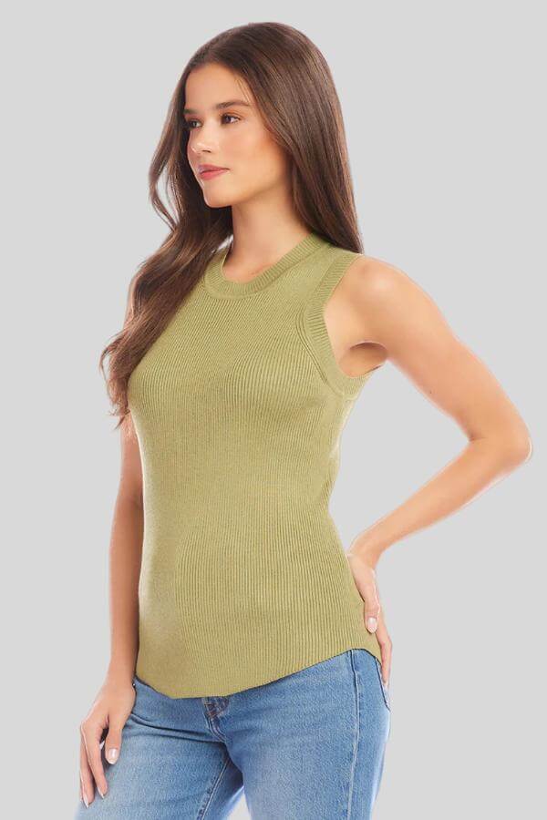 Green Sweater Tank Top Outfit 