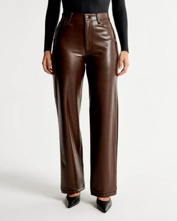 High Rise Faux Leather Pants