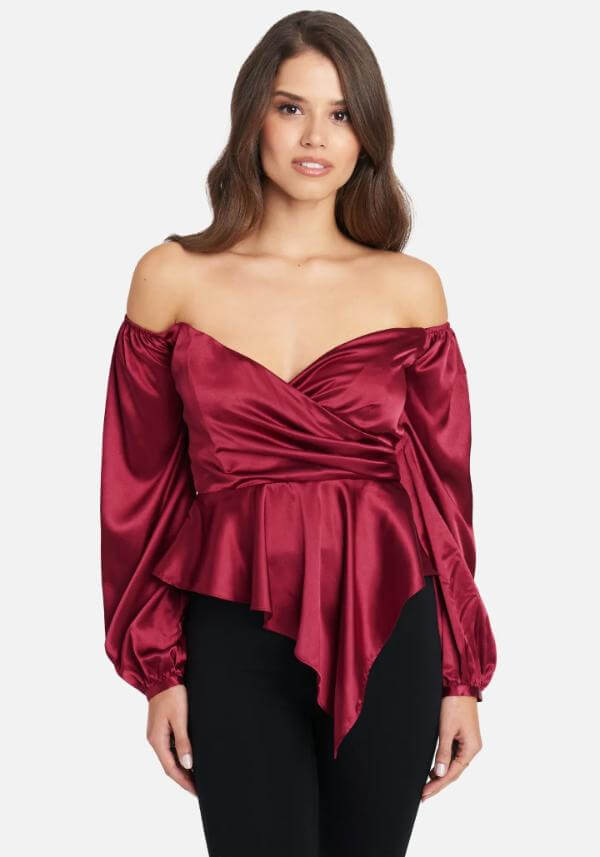 Peplum Satin Blouse