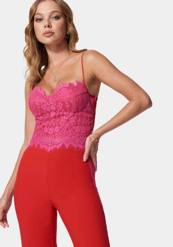 Pink Lace Bustier Top Outfit