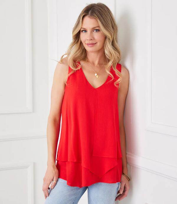 Red Layered Tank Top