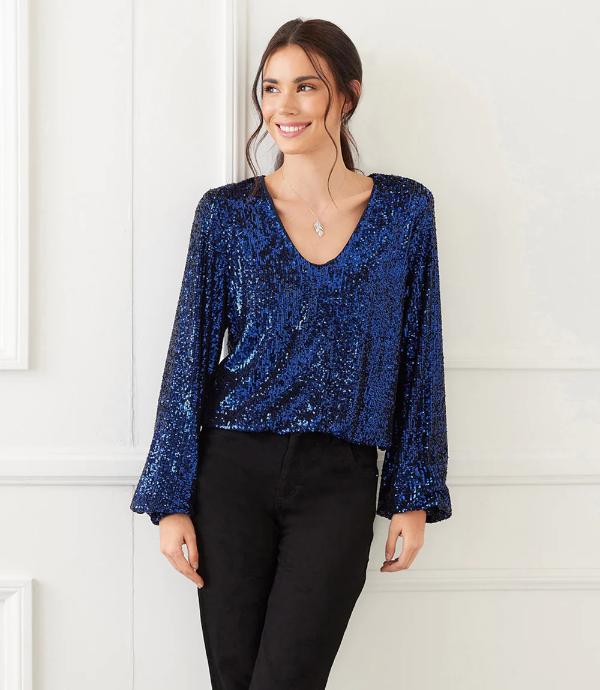 Sequin Long Sleeve Top Outfit