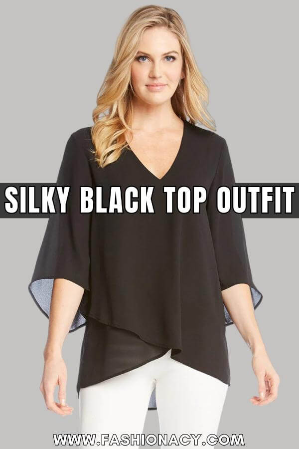 Silky Black Top Outfit
