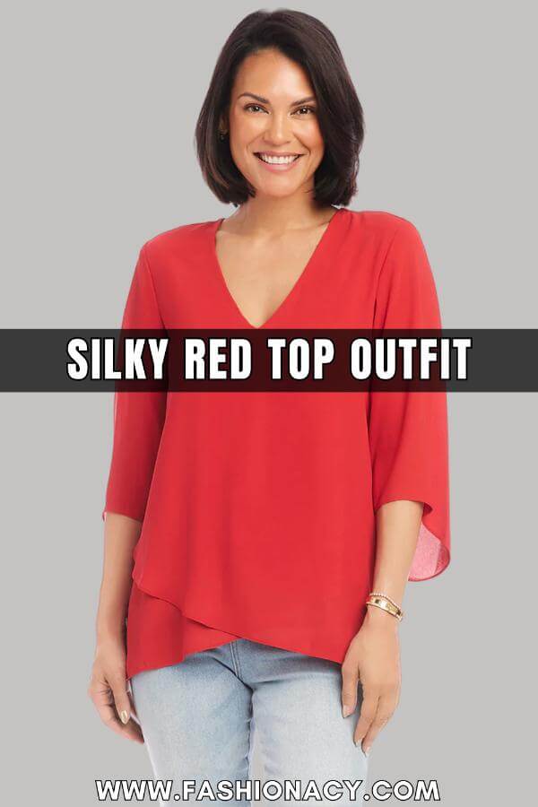 Silky Red Top Outfit