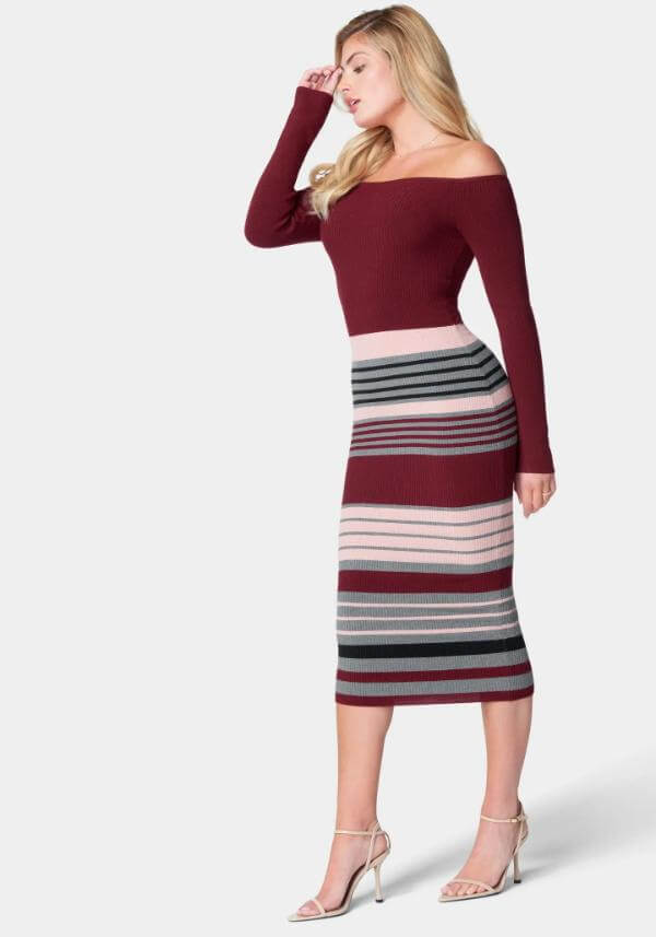 Stripe Midi Dress Casual