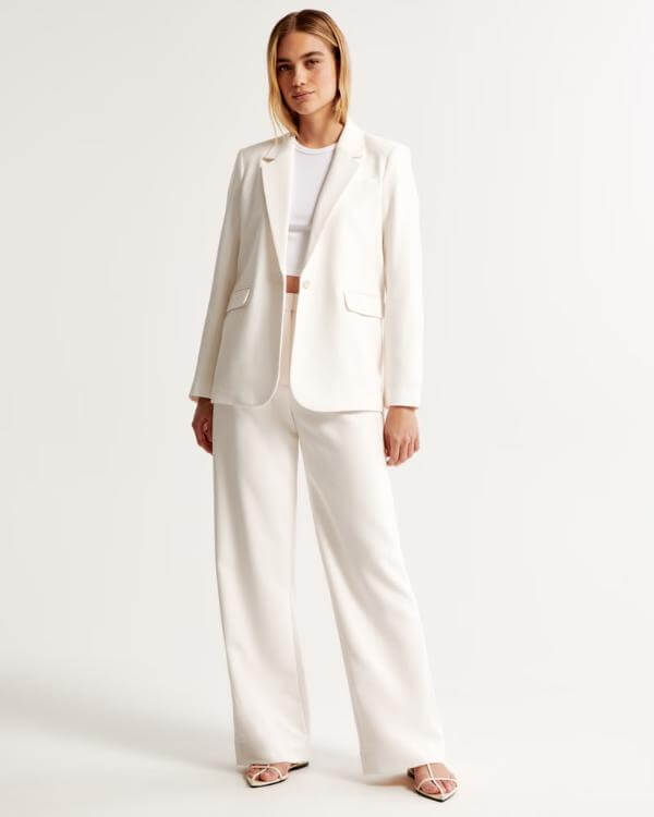 White Blazer and Pants Outfit Women