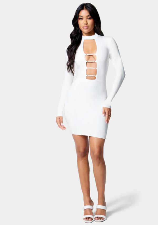 White Bodycon Dress With Long Sleeves