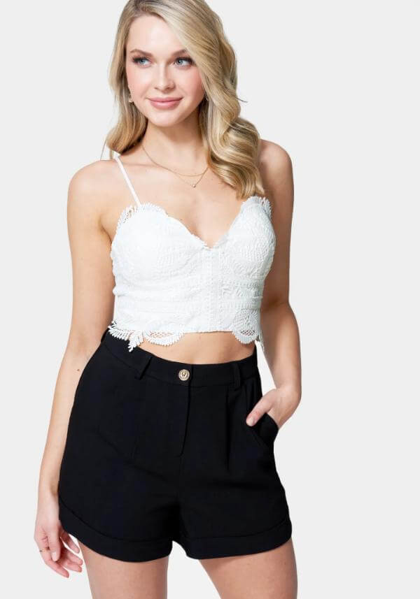 White Lace Bustier Top Outfit