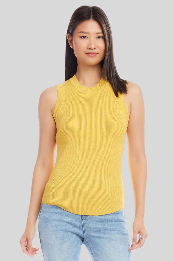 Yellow Sweater Tank Top Outfit 