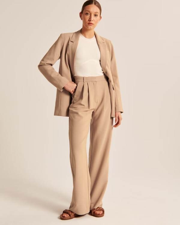 Brown Blazer and Pants Outfit Women