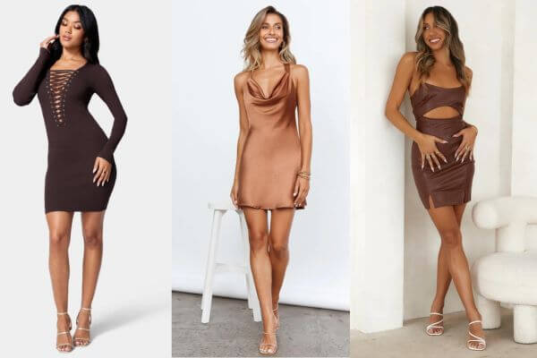 Brown Short Dresses