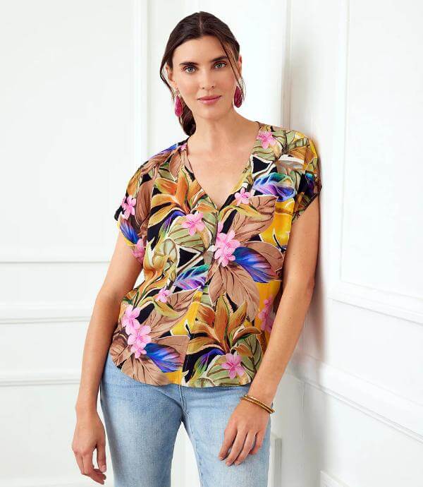 Floral V Neck Top 