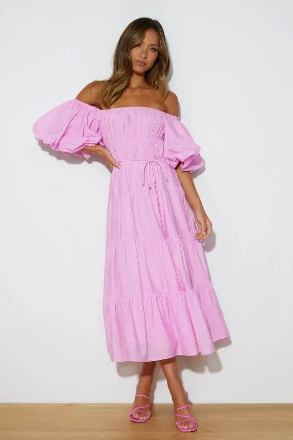 Long Pink Dress Casual