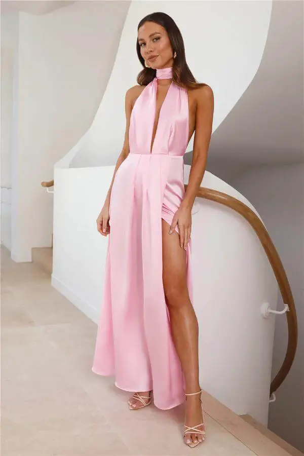 Long Pink Dress With Slit