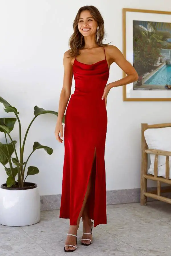 Long Red Dress Outfit