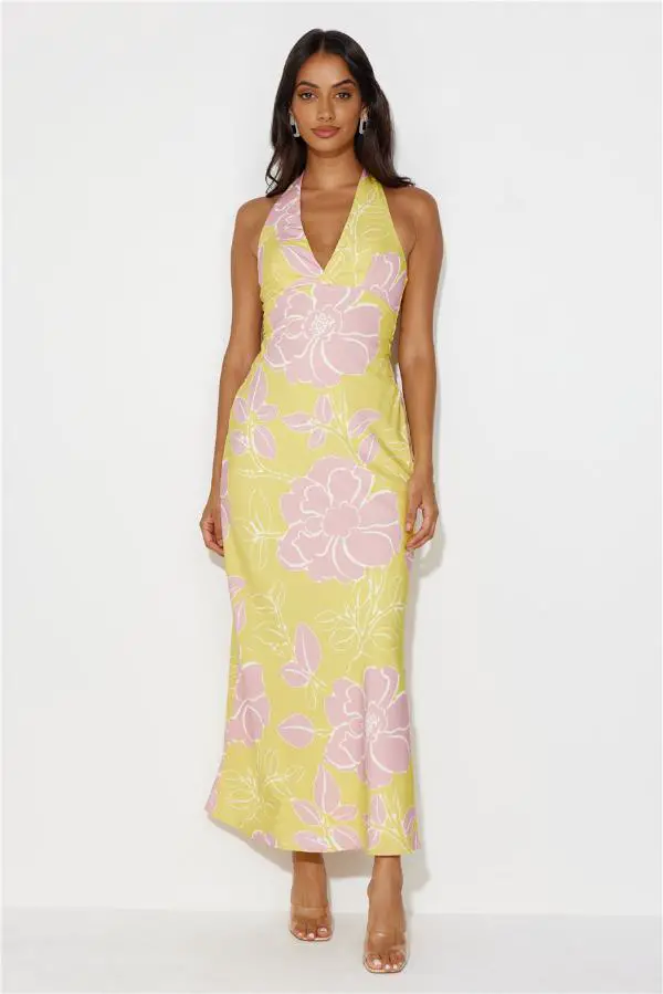 Long Yellow Dress With Flowers