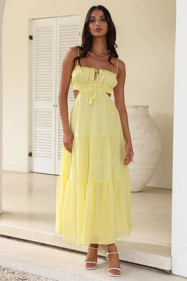 maxi yellow dress casual