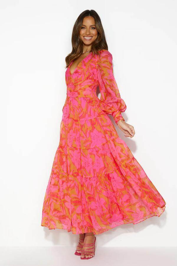 Pink Floral Maxi Dress