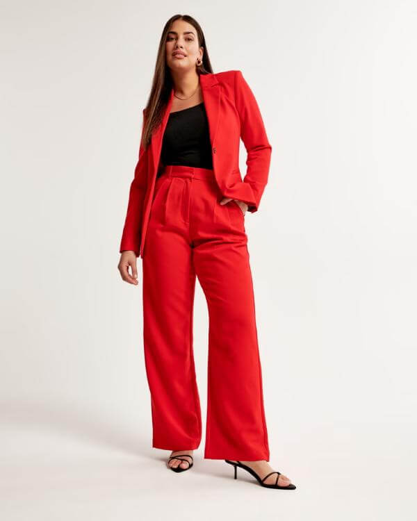 Red Blazer and Pants Outfit