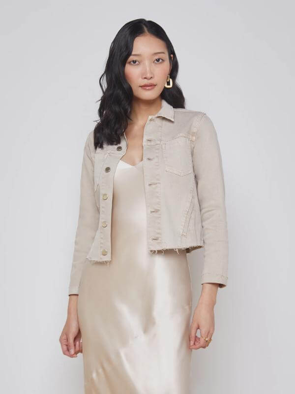 Beige Denim Jacket Outfit Women