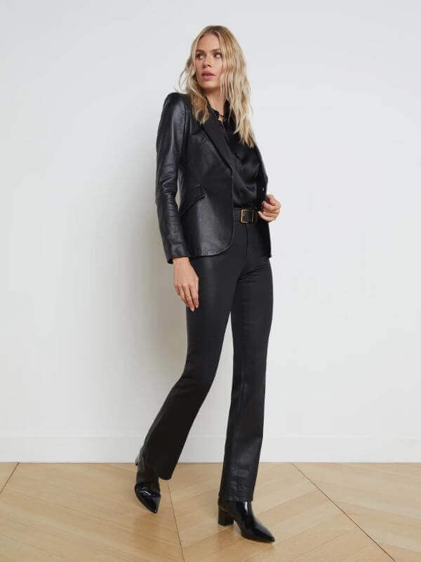 Black Leather Blazer Outfit Classy