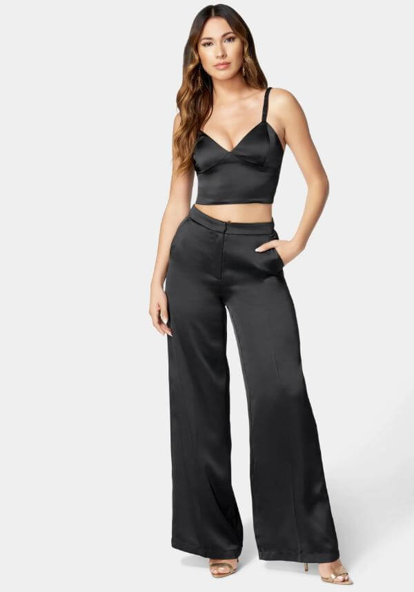 Black Satin Pants Outfit