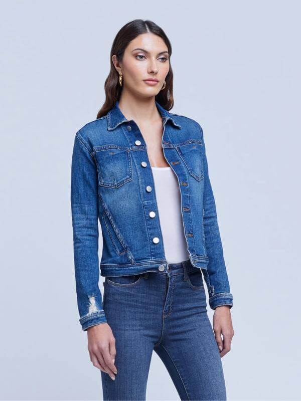 Blue Denim Jacket Outfit Women