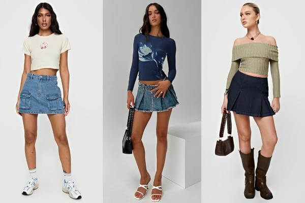 Blue Denim Mini Skirts