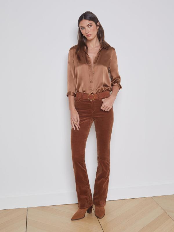 Brown Velvet Jeans Outfit