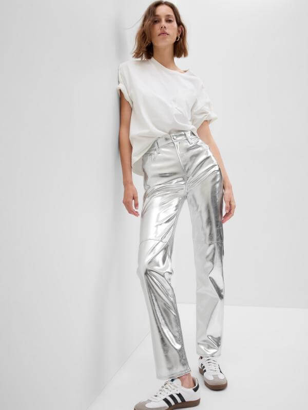 Metallic Silver Jeans Outfit Casual