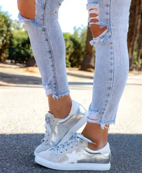 Silver Metallic Sneakers